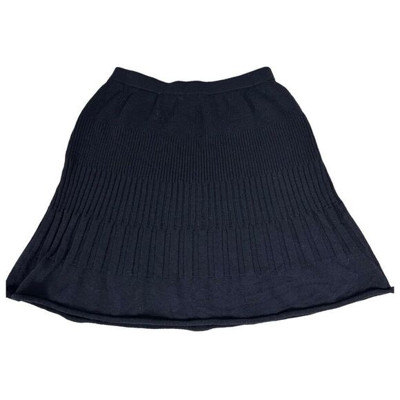 St. John Basic Ribbed Flare Black Skirt size 2 - Picture 1 of 5